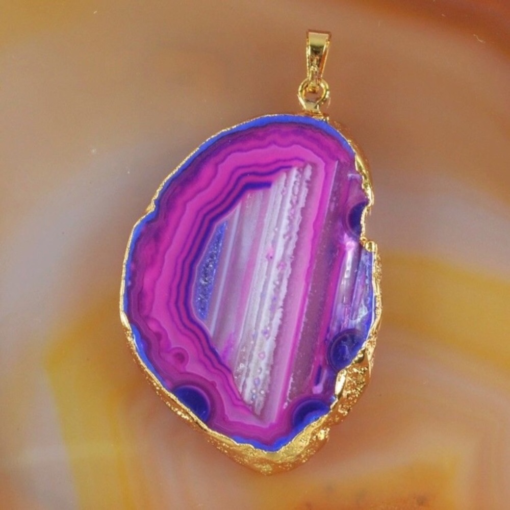 2/$20...Pink Onyx Agate Gold Necklace